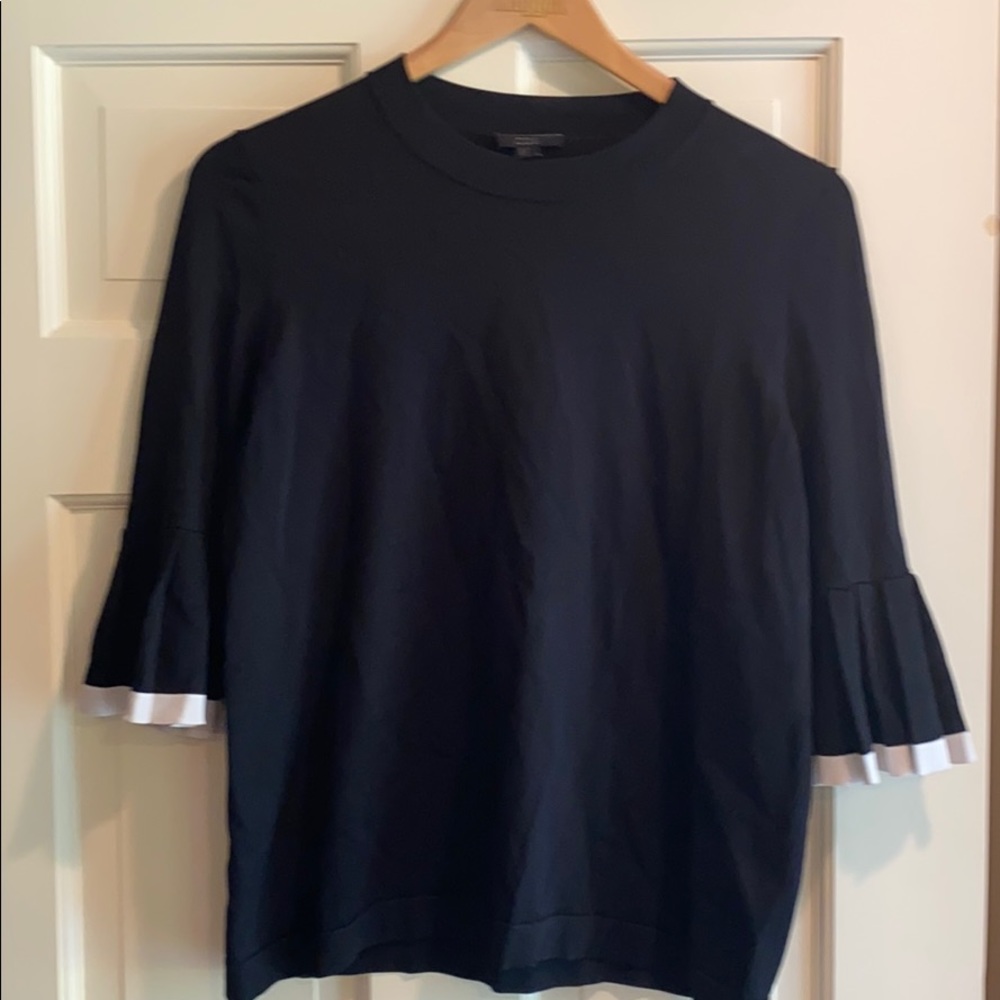 COS Black Ruffle CrewNeck Knit Lightweight Sweater